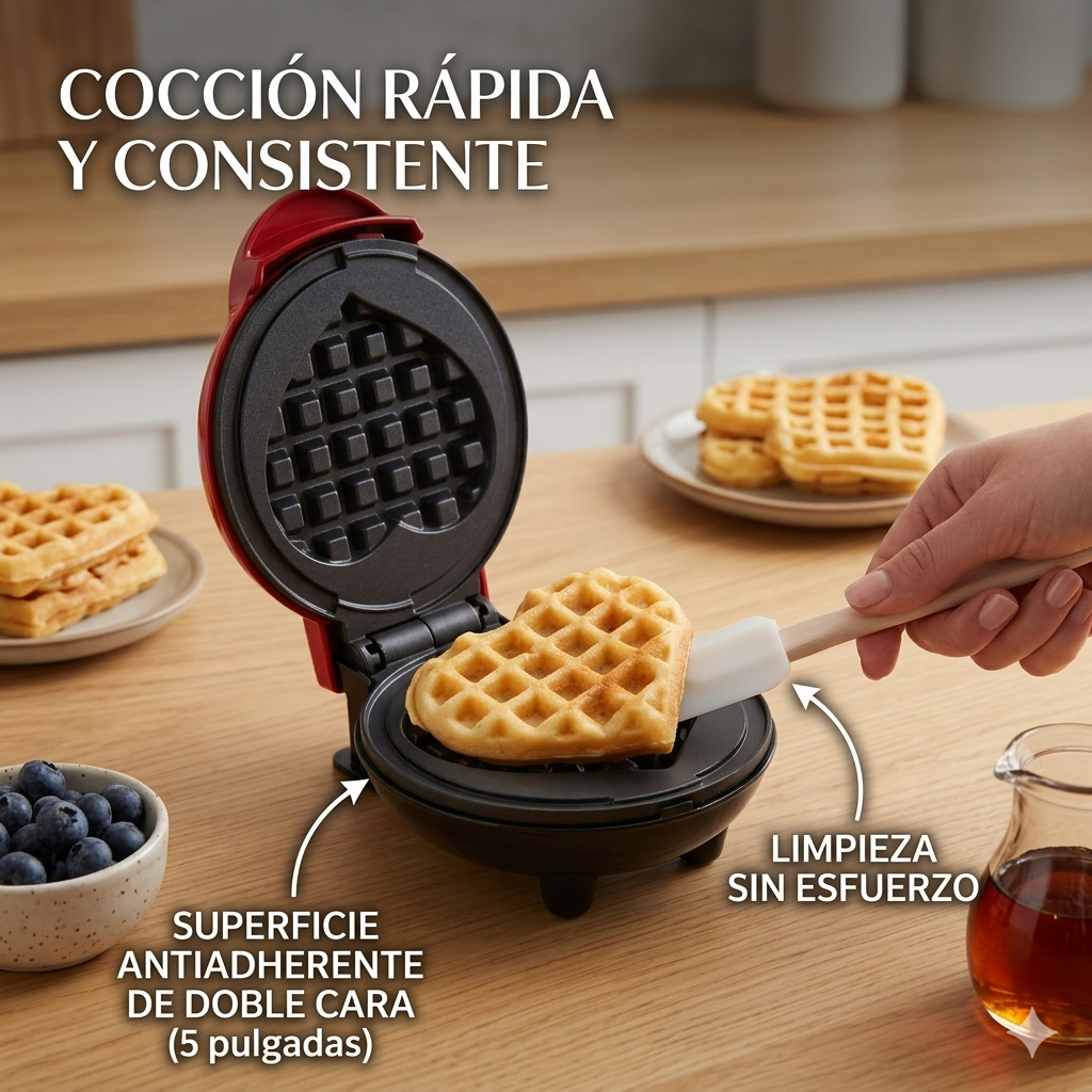 Mini Waflera Eléctrica Forma De Corazón